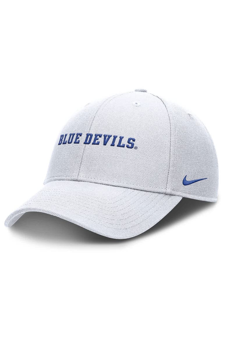 Men's Nike White Duke Blue Devils 2025 On-Field Rise Performance Adjustable Hat, Main, color, White