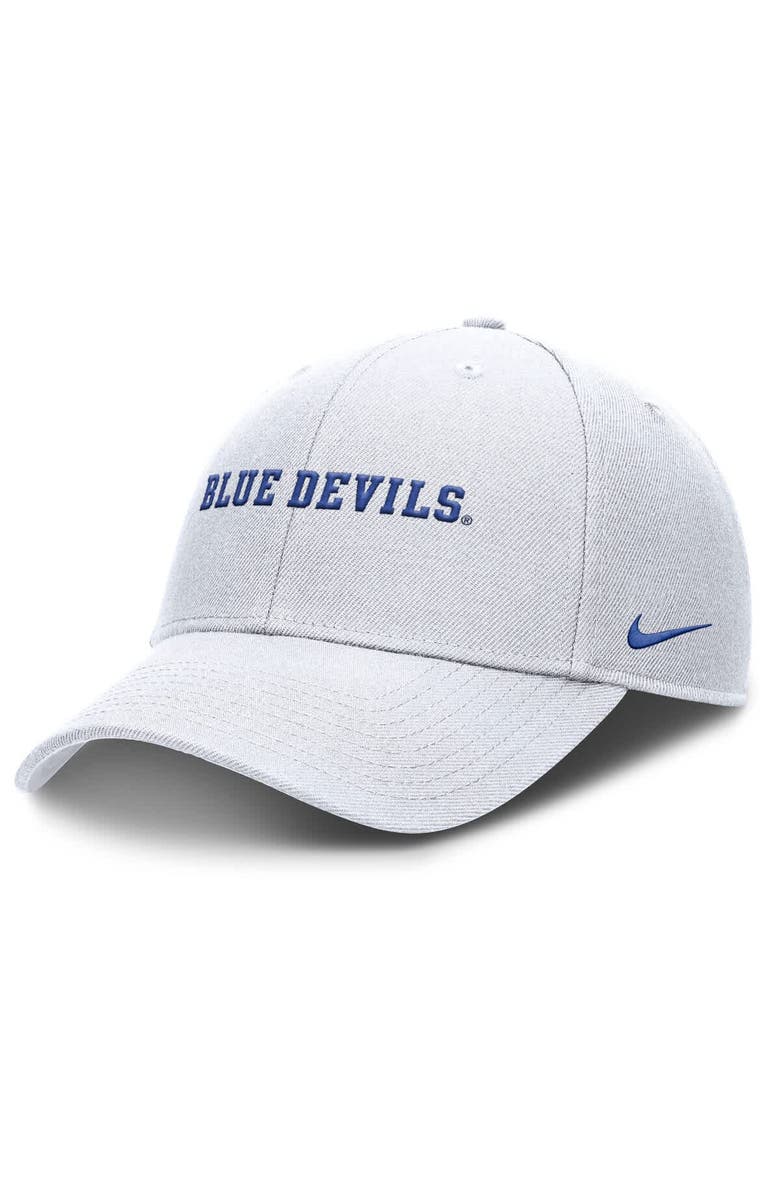 Nike Men's Nike White Duke Blue Devils 2025 On-Field Rise Performance Adjustable Hat, Main, color, White