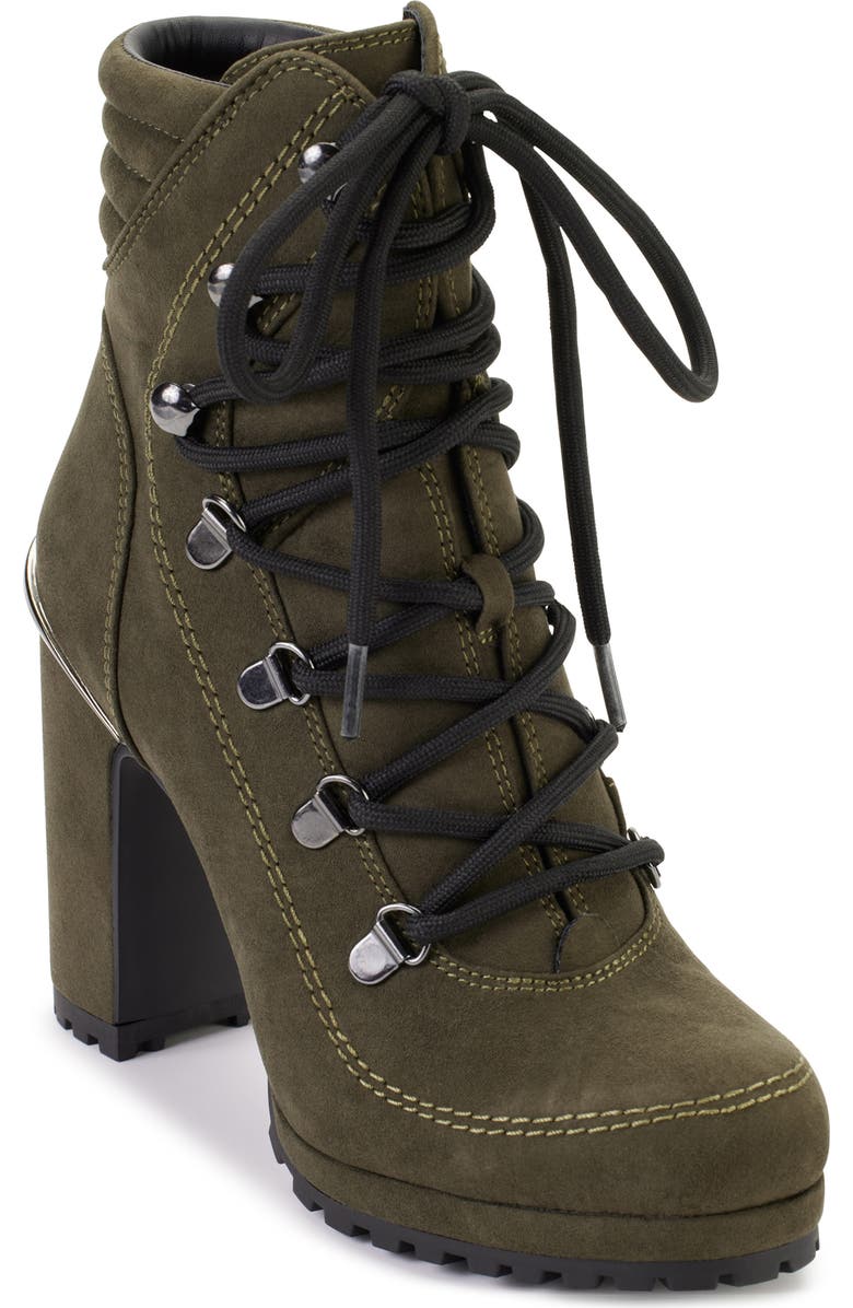 DKNY Linni Lace-Up Platform Bootie, Main, color, Military