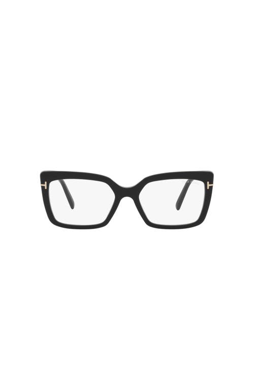 Tom Ford 55mm Rectangle Optical Glasses In Black