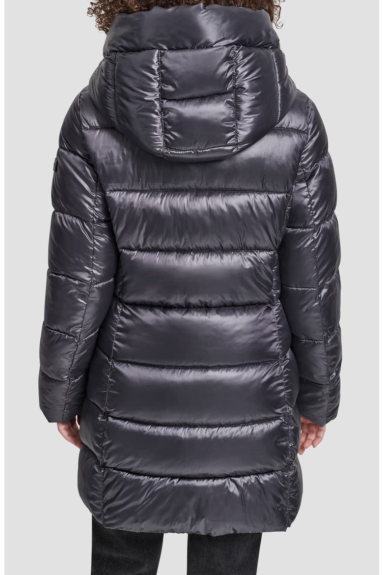 Asymmetric Bib Packable Quilted Coat, Alternate, color, TITAN