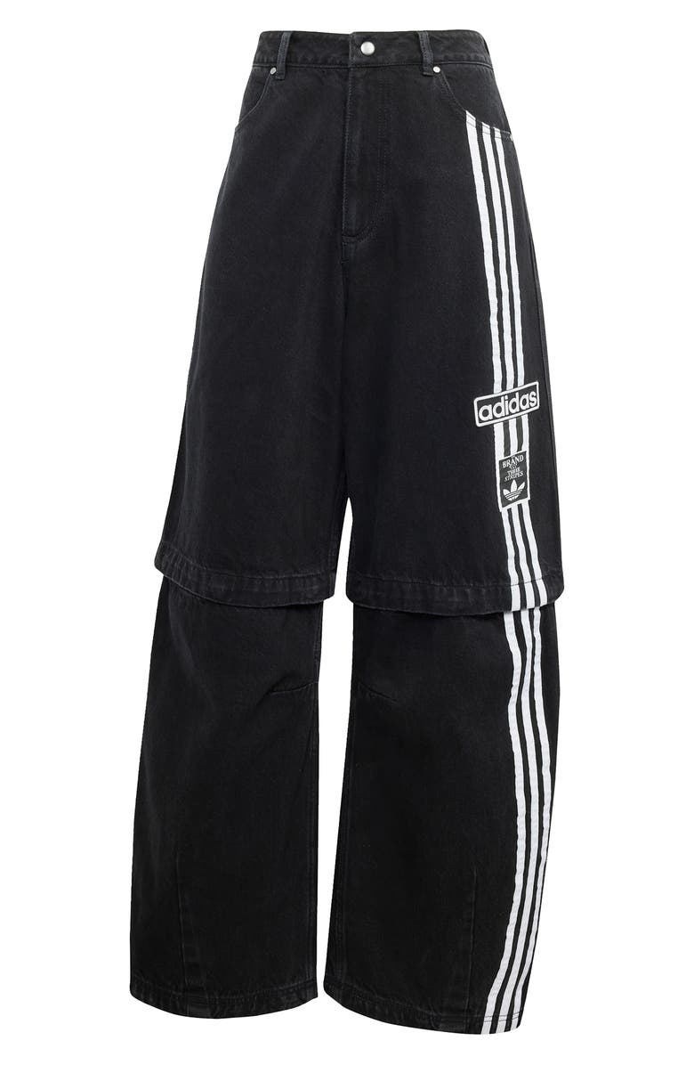 adidas Originals 3-Stripes High Waist Convertible Jeans, Alternate, color, 