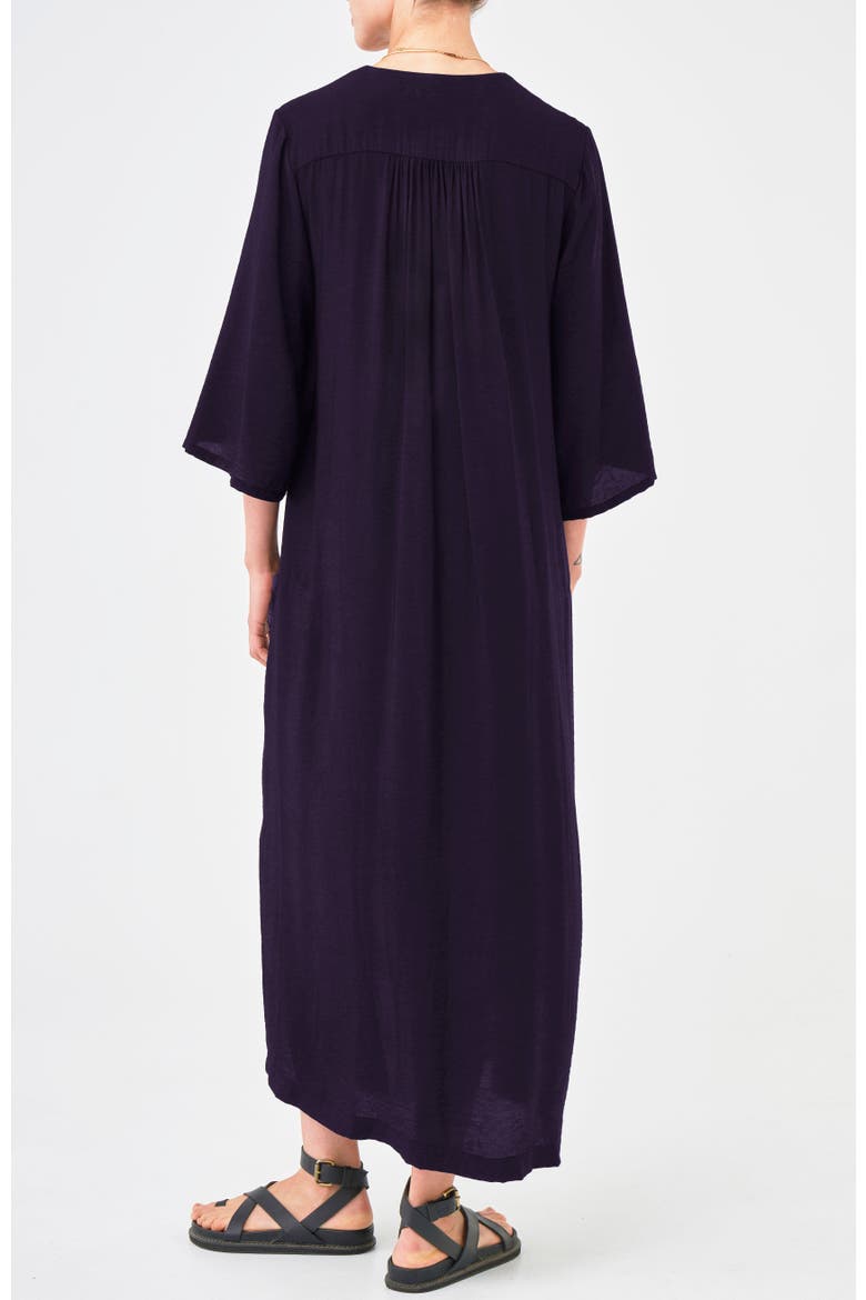 Cupro Rouched Front Caftan, Alternate, color, Aubergine