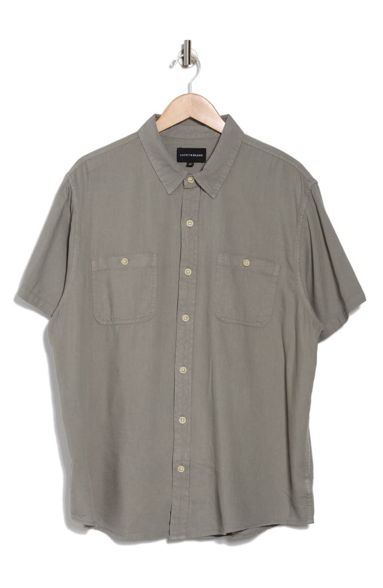 Lucky Brand Washed Mason Short Sleeve Workshirt, Alternate, color, Moon Mist