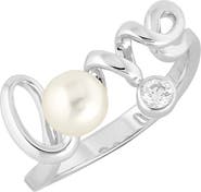 Mikimoto Love Script Pearl & Diamond Ring