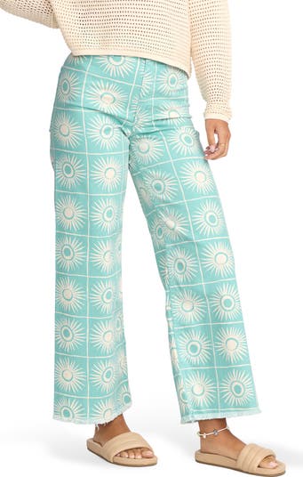 Free fall Print Wide Leg Twill Pants