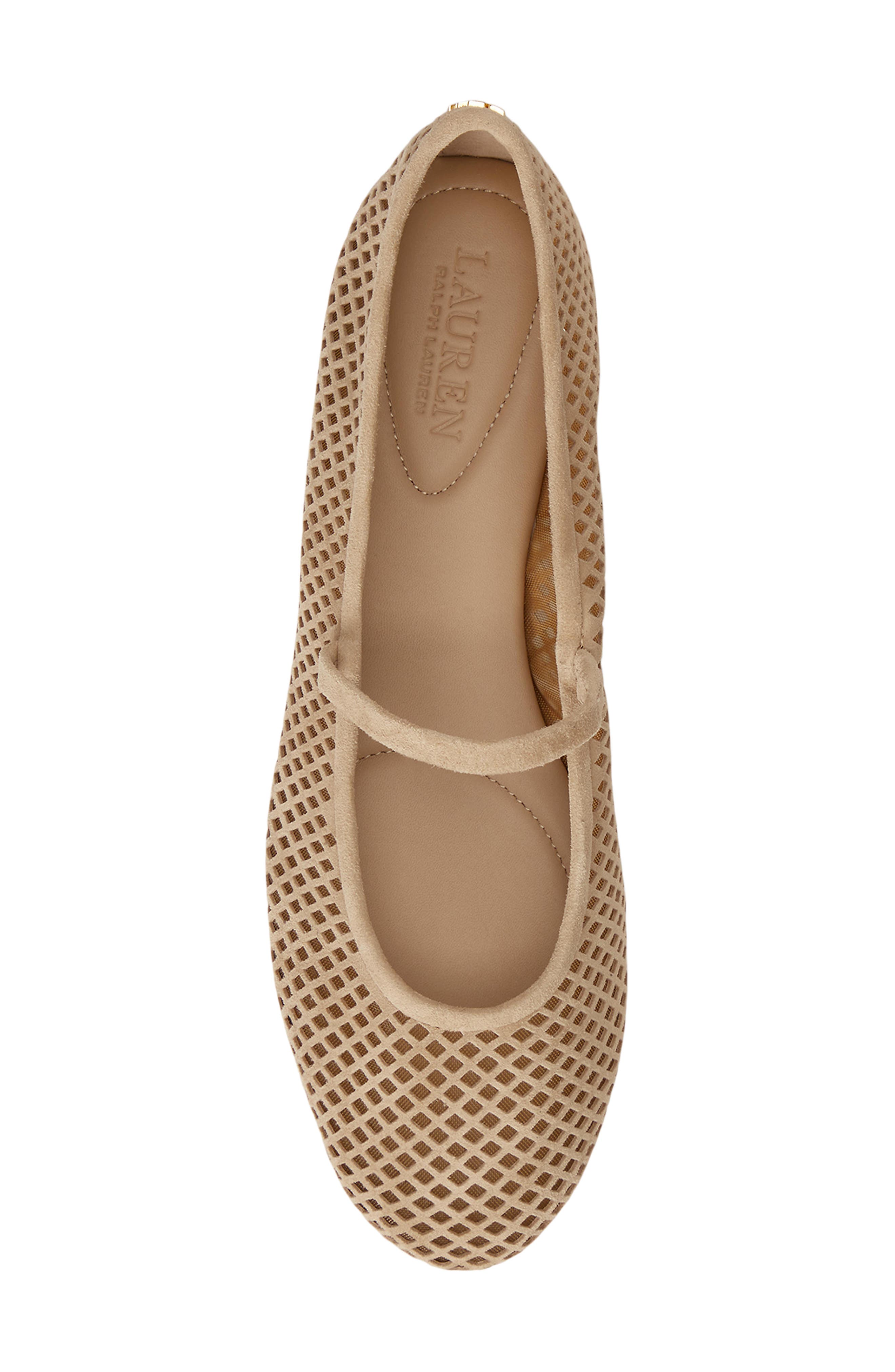 Ralph Lauren Jayna Perforated Mary Jane Flat, Alternate, color, Tan