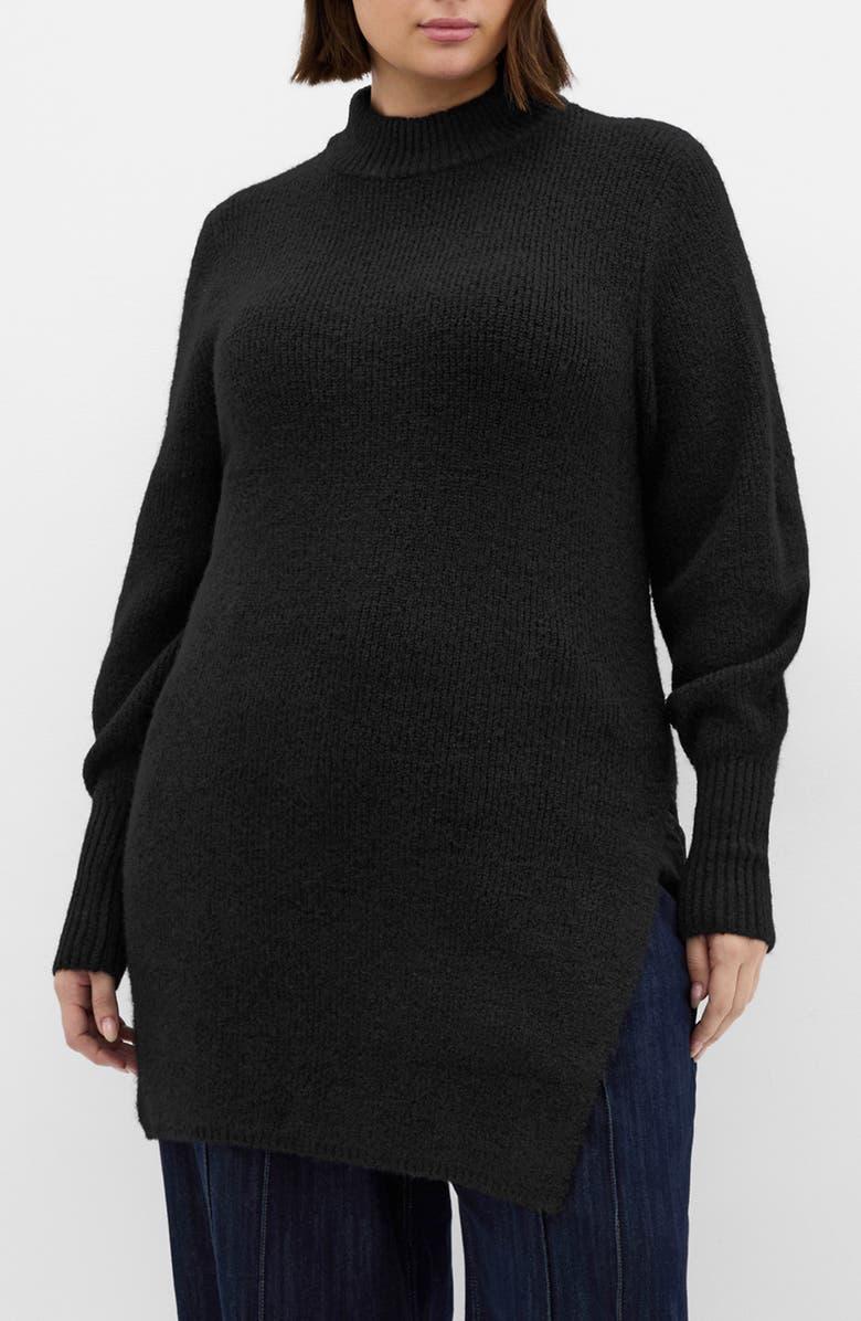 City Chic Dallas Rib Mock Neck Longline Sweater, Main, color, 