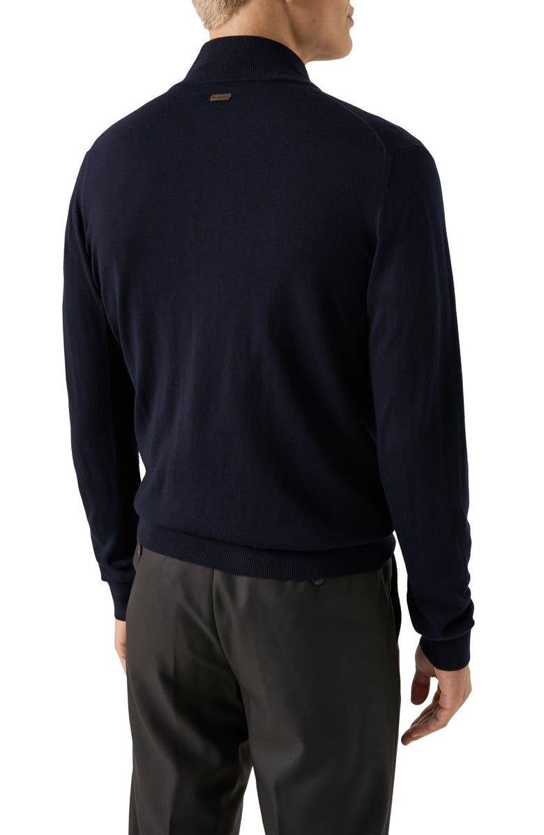 Eton Front Zip Merino Wool Cardigan, Alternate, color, Navy