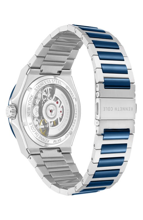 Kenneth Cole New York Automatic Bracelet Watch, 43.5mm In Blue/silver
