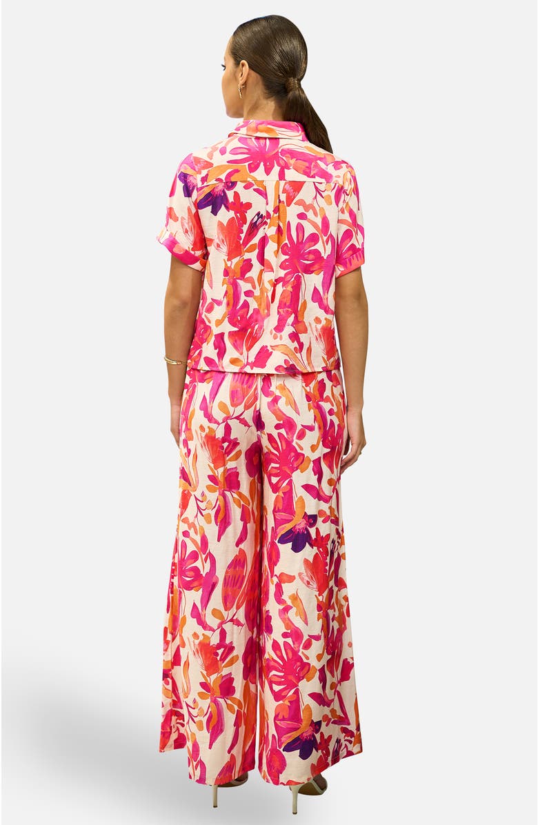 Yumi Abstract Floral Wide Leg Trousers, Alternate, color, Pink