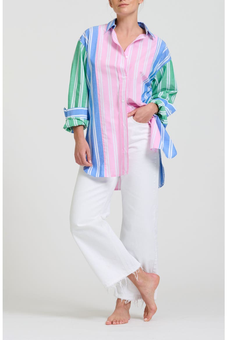 Print Stripe Boyfriend Shirt, Alternate, color, STRIPE COMBO