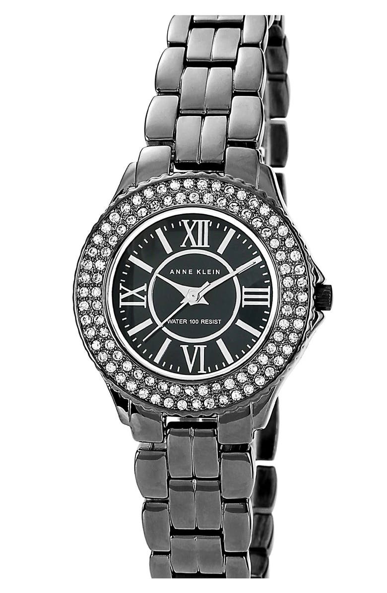 Anne Klein Crystal Bezel Bracelet Watch, Main, color,
