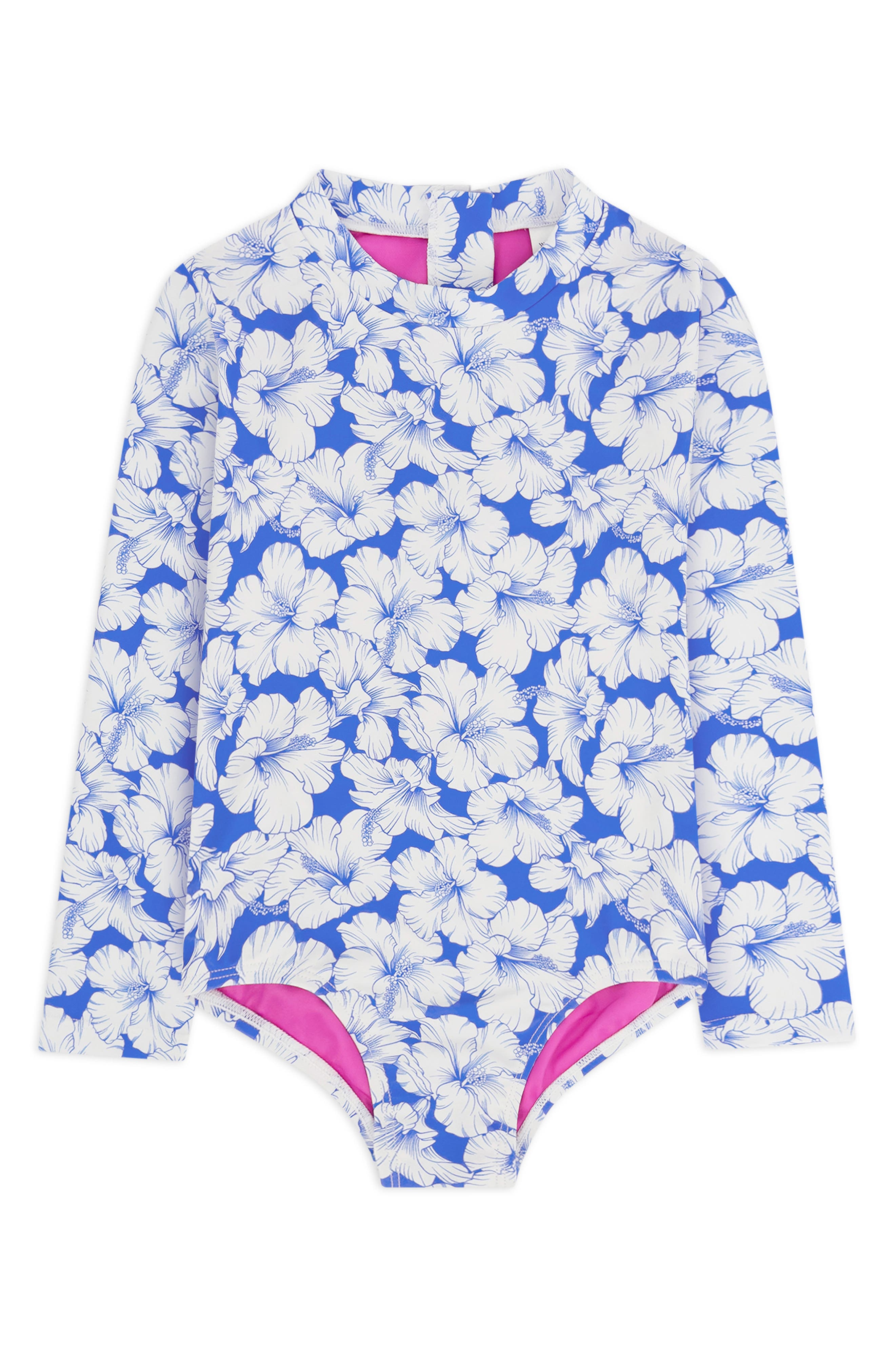 Feather 4 Arrow Babies'  Kids' Wave Chaser Long Sleeve Upf 50+ One-piece Rashguard Swimsuit In Blue