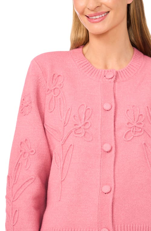 Cece Floral Soutache Cardigan In Pink