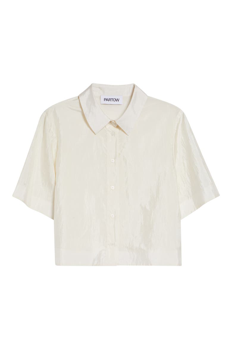 Tilden Crop Short Sleeve Button-Up Shirt, Alternate, color, IVORY
