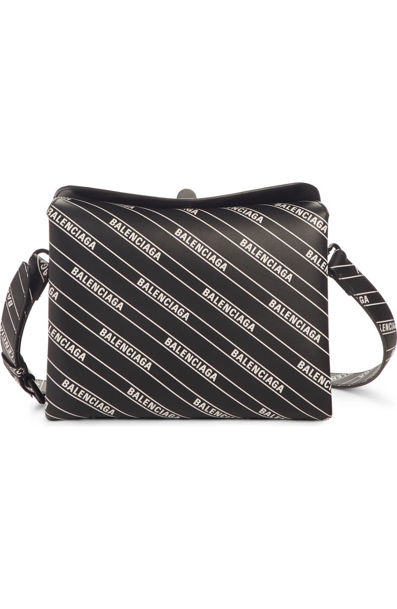 Balenciaga Logo Calfskin Leather Crossbody Bag, Main, color,