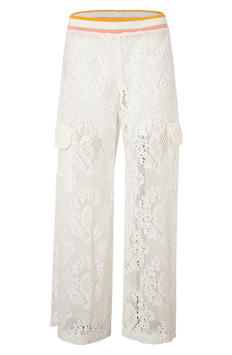 Maaji Flowery Ginevra Open Knit Cover-Up Pants, Alternate, color, Beige Overflow