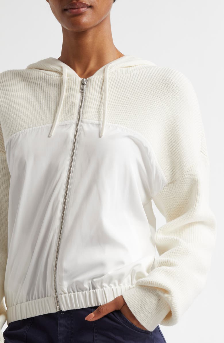 ATM Anthony Thomas Melillo Mixed Media Cotton & Cashmere Zip-Up Hoodie, Alternate, color,