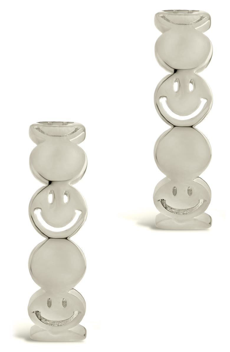 Sterling Forever Smile Hoop Earrings, Alternate, color, 