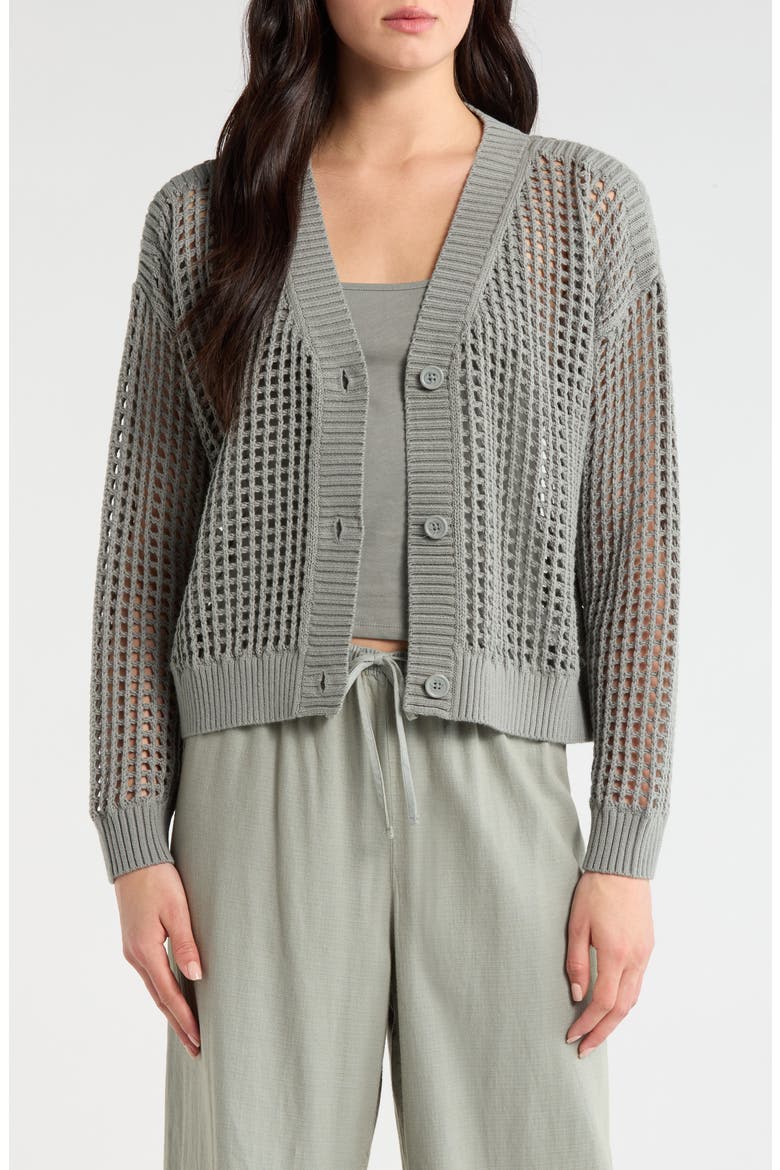 Camellia Openwork V-Neck Cotton Blend Cardigan (Women) | Nordstrom