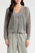 Splendid Camellia Openwork V-Neck Cotton Blend Cardigan