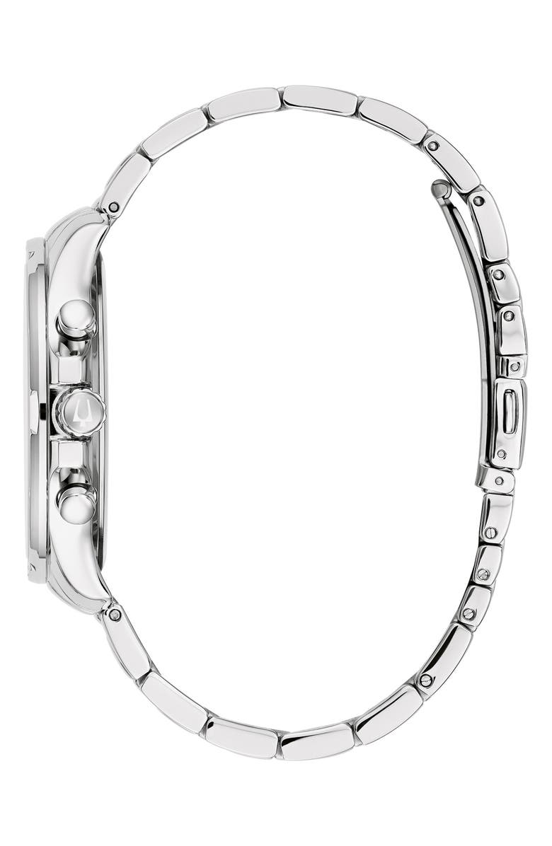 BULOVA Bracelet Strap Chronograph Watch, 43mm, Alternate, color, Silver