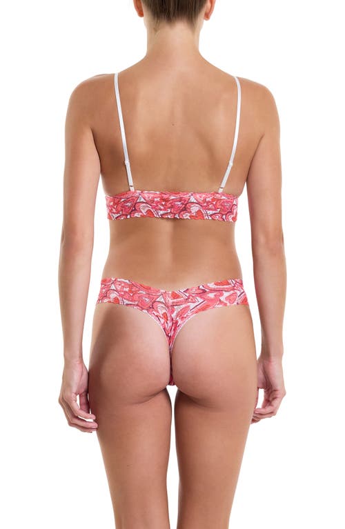 Hanky Panky Printed Signature Lace Padded Triangle Bralette In Pink
