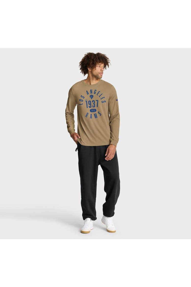 Men's Nike Tan Los Angeles Rams Blitz Package Rewind Slub Dri-FIT Long Sleeve T-Shirt, Alternate, color, Tan