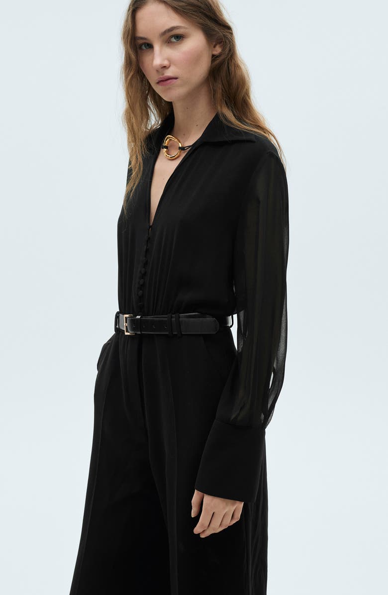 MANGO Semitransparent Long Sleeve Jumpsuit, Alternate, color,