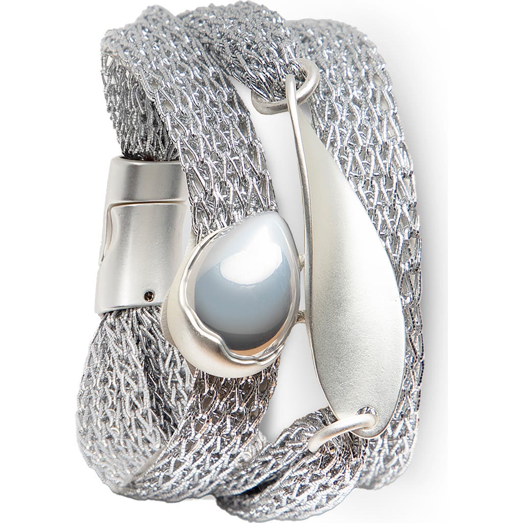 Saachi Mesh Twisted Plate Orb Bracelet In Metallic