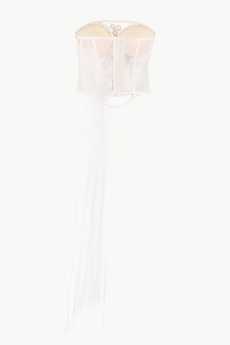 Strapless Corset Top With 3D Crochet Florals, Alternate, color, White
