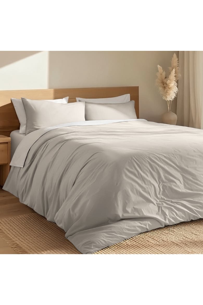 100% Organic Cotton Percale Duvet Cover and Sham Set, Alternate, color, French Beige