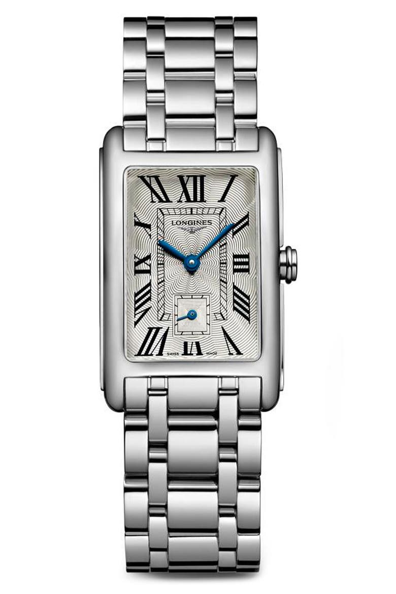DolceVita Rectangular Bracelet Watch, 23mm x 37mm, Main, color, SILVER