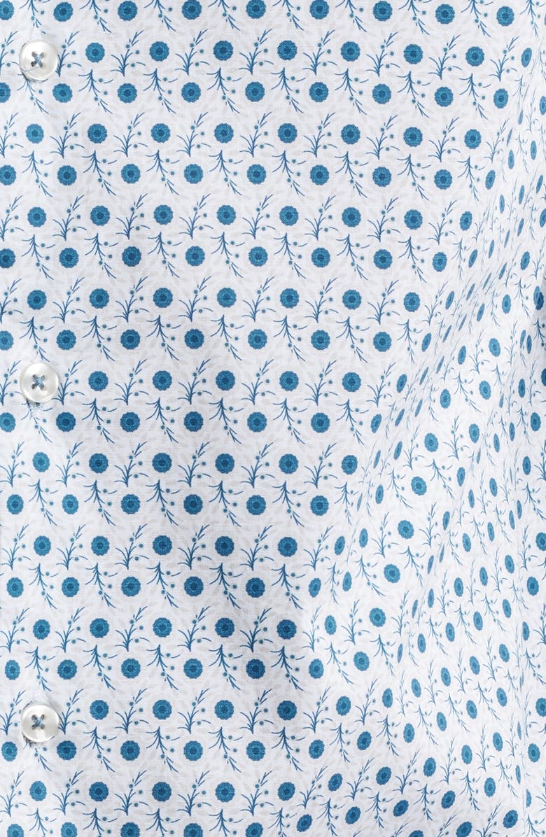 Stone Rose Floral Branch Stretch Cotton Button-Up Shirt, Alternate, color, Teal