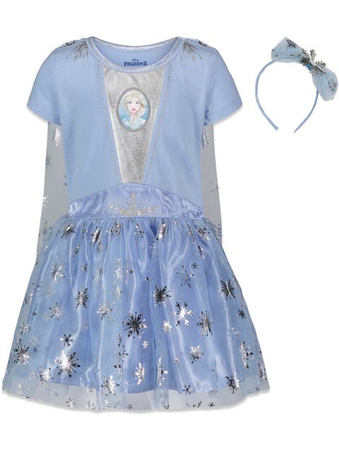 Frozen Cosplay Short Sleeve Dress & Headband Set