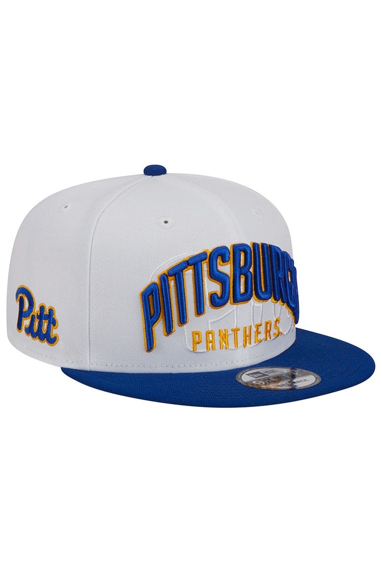 Men's New Era White/Royal Pitt Panthers Two-Tone Layer 9FIFTY Snapback Hat, Main, color, White