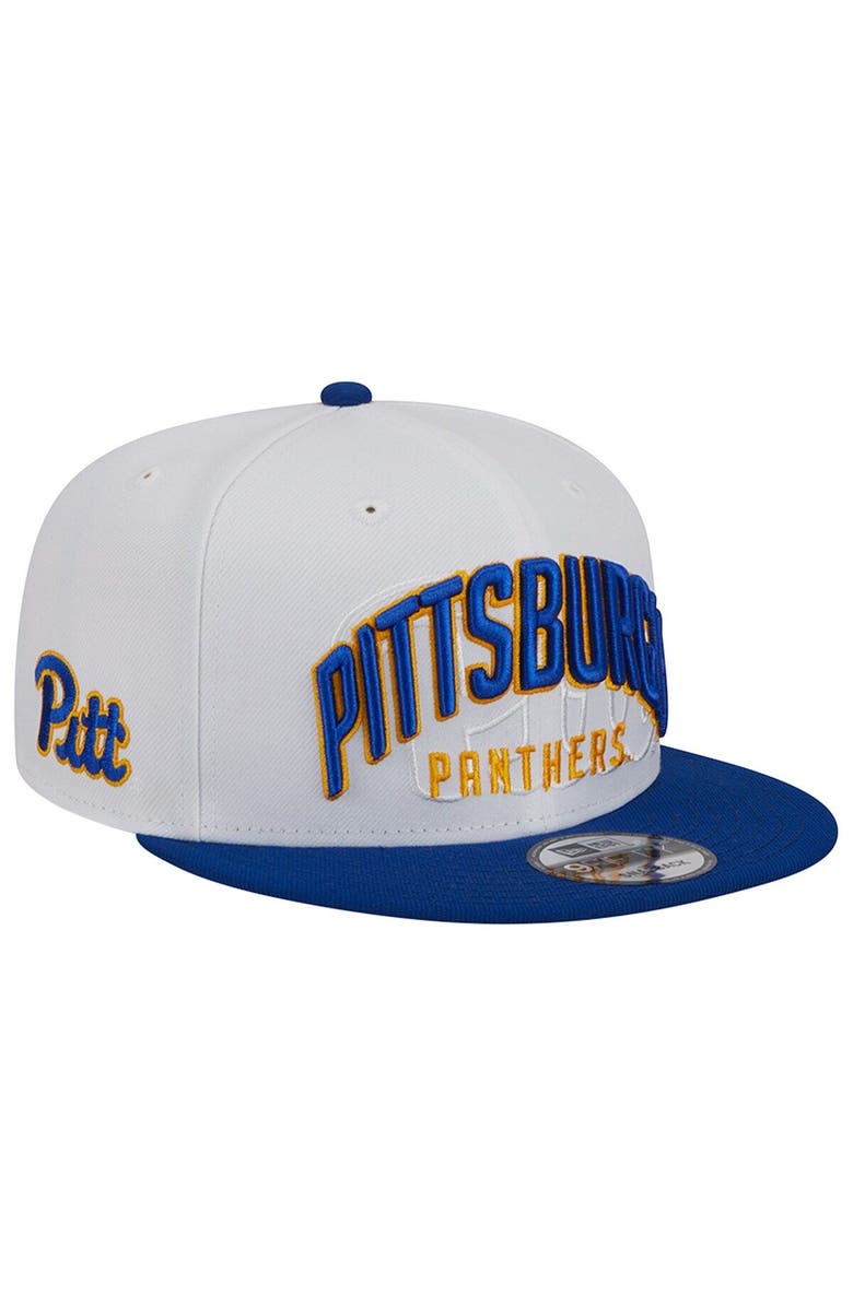 New Era Men's New Era White/Royal Pitt Panthers Two-Tone Layer 9FIFTY Snapback Hat, Main, color,