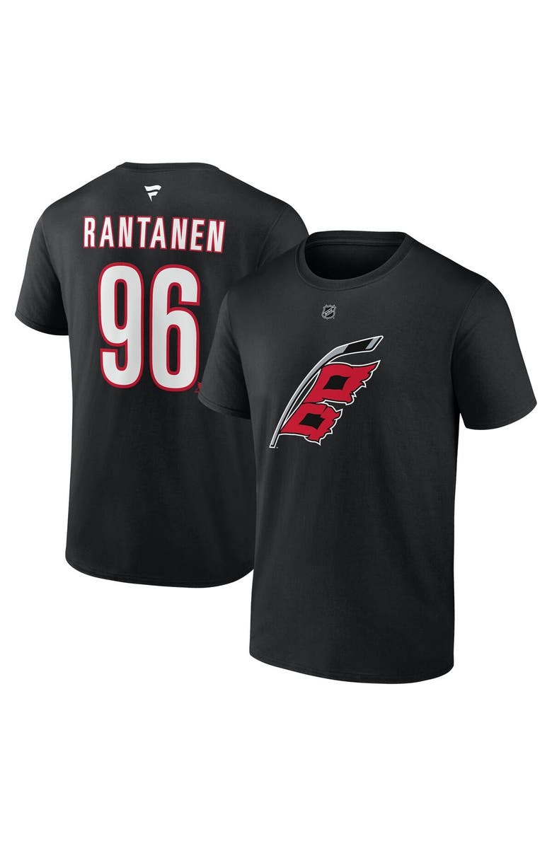 FANATICS Men's Fanatics Mikko Rantanen Black Carolina Hurricanes Authentic Stack Name & Number T-Shirt, Alternate, color, 