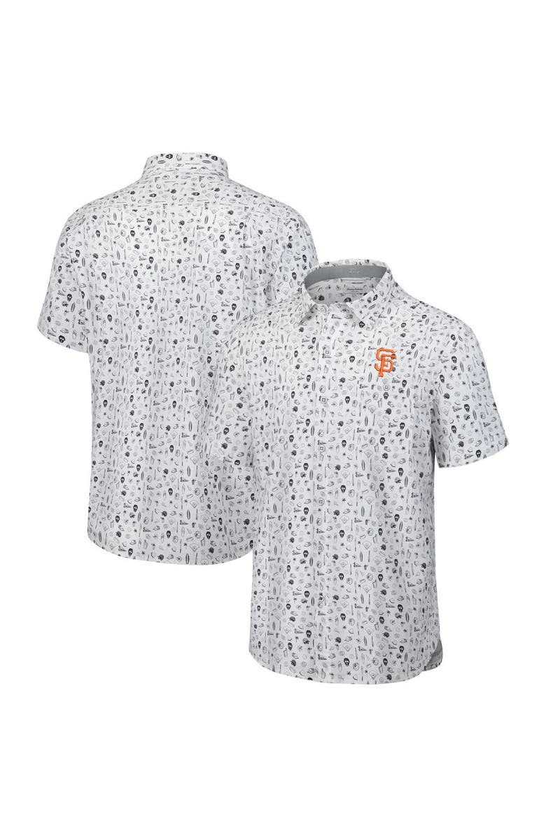 Tommy Bahama Men's Tommy Bahama Gray San Francisco Giants Nova Wave Riptide Rally Camp Button-Up Short Sleeve Shirt, Main, color, Gray