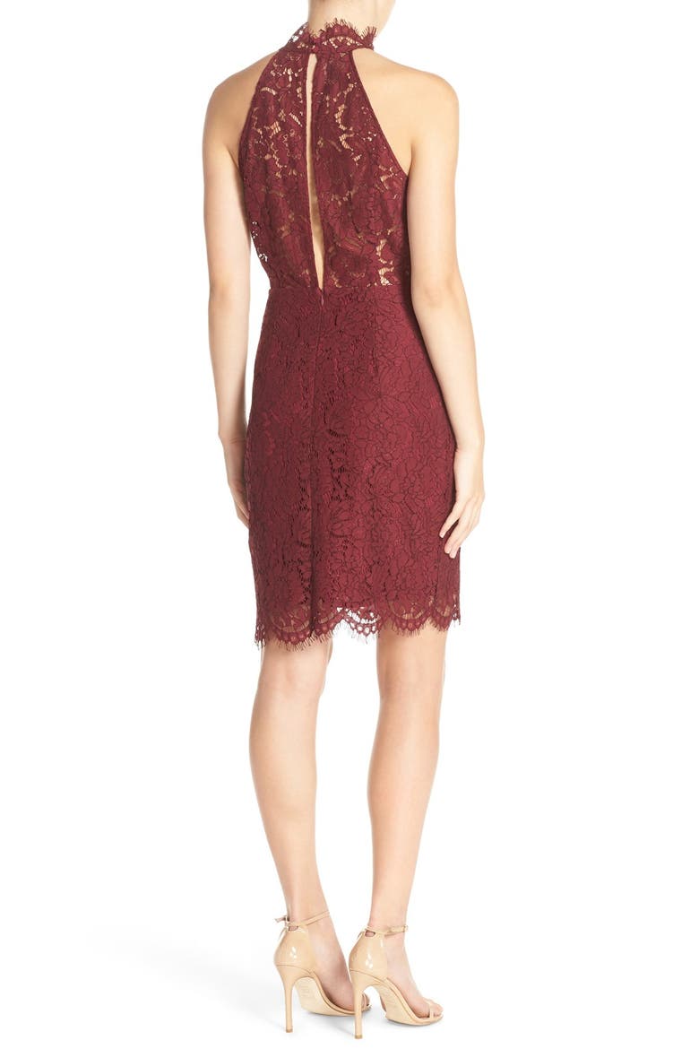 BB Dakota Cara High Neck Lace Cocktail Dress, Alternate, color, AUBERGINE