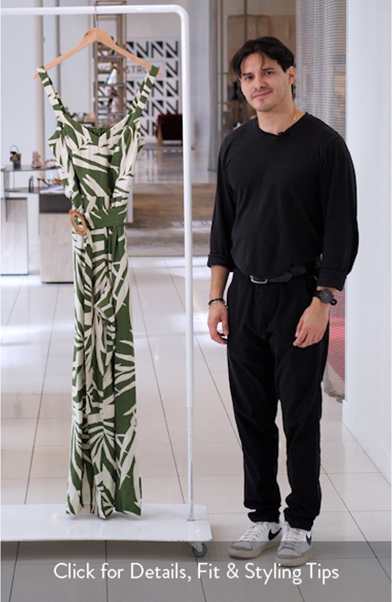 Print Sleeveless Wide Leg Jumpsuit, sales video thumbnail