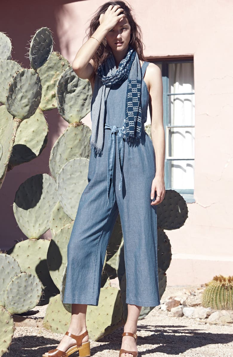 Madewell 'Muralist' Crop Chambray Jumpsuit, Alternate, color, 