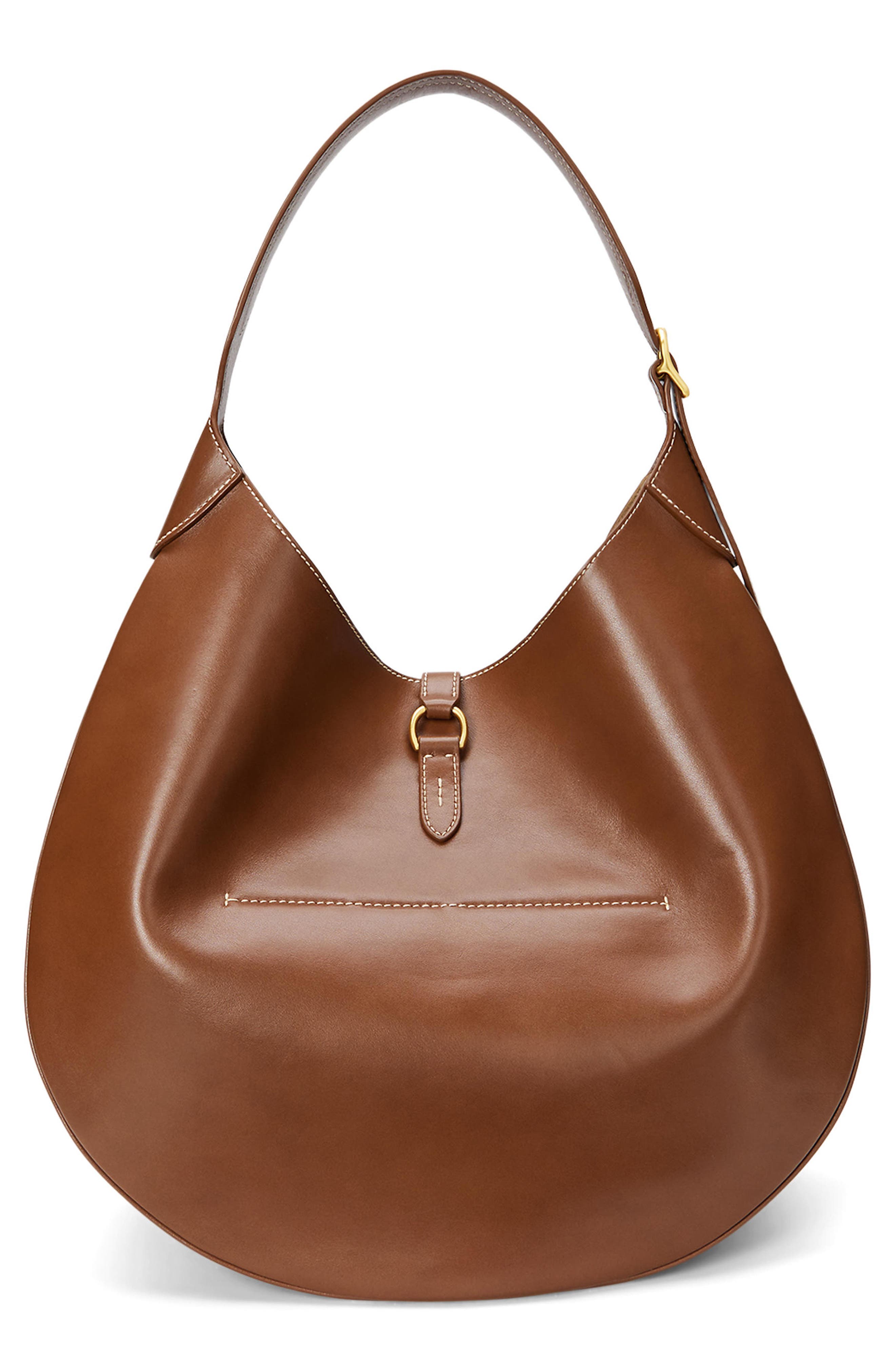 Large Polo ID Leather Shoulder Bag, Alternate, color, CUOIO