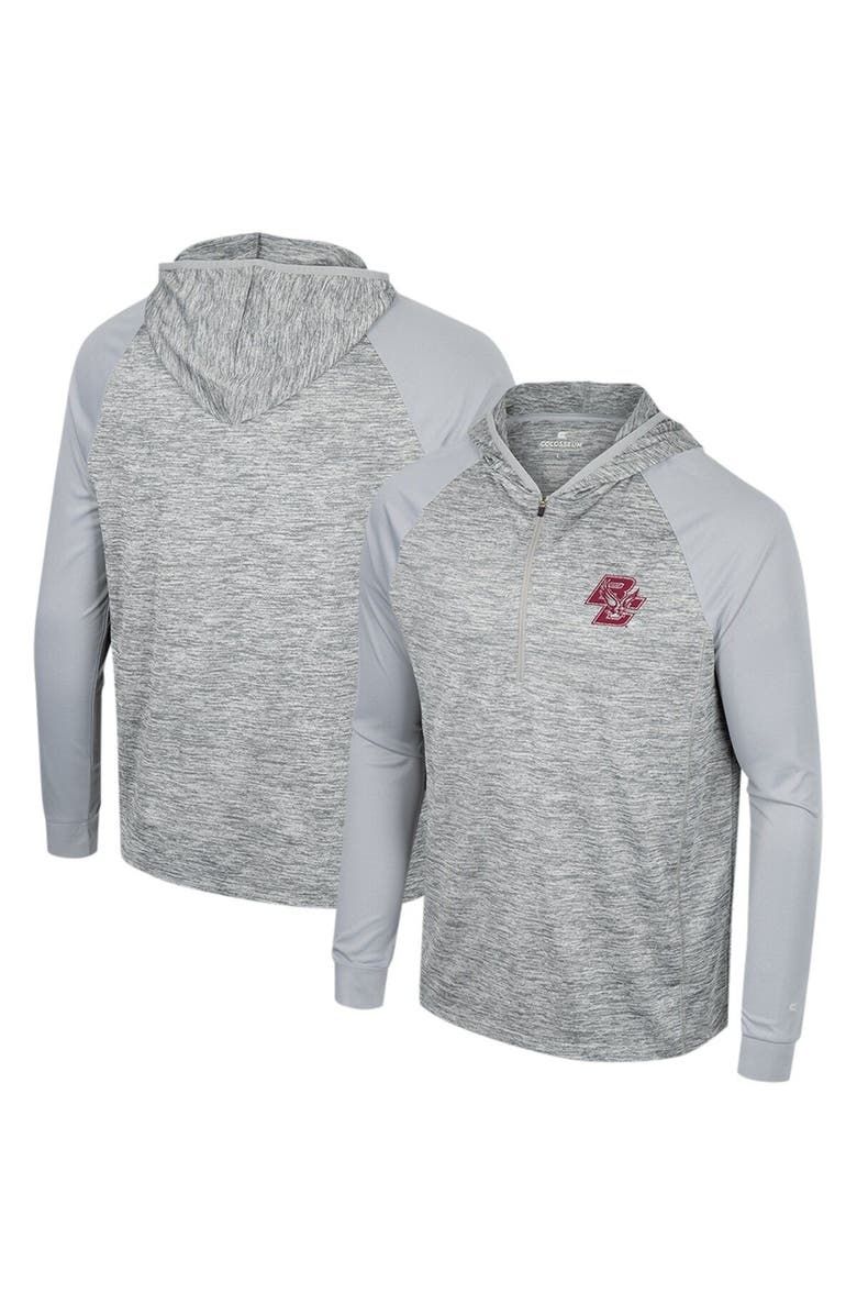 COLOSSEUM Men's Colosseum Gray Boston College Eagles Cybernetic Raglan Quarter-Zip Hooded Top, Main, color, 