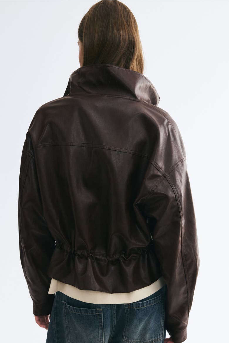 Coated Jacket With Stand-Up Collar, Alternate, color, Dark brown