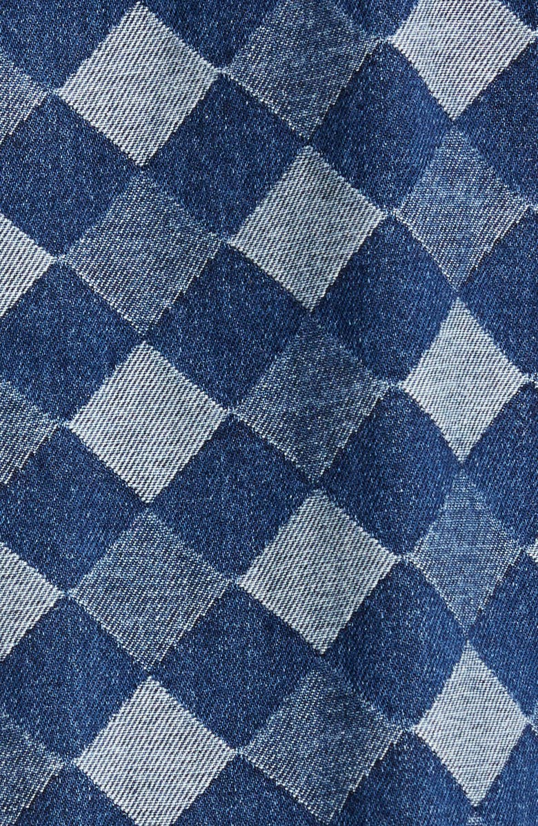 Round Two Diamond Jacquard Denim Trucker Jacket, Alternate, color,