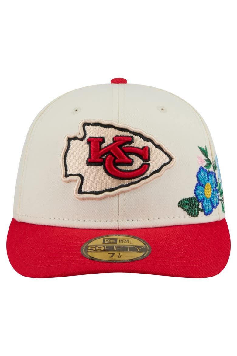 Men's New Era Cream/Red Kansas City Chiefs Tonal Floral 59FIFTY Fitted Hat, Alternate, color, Cream
