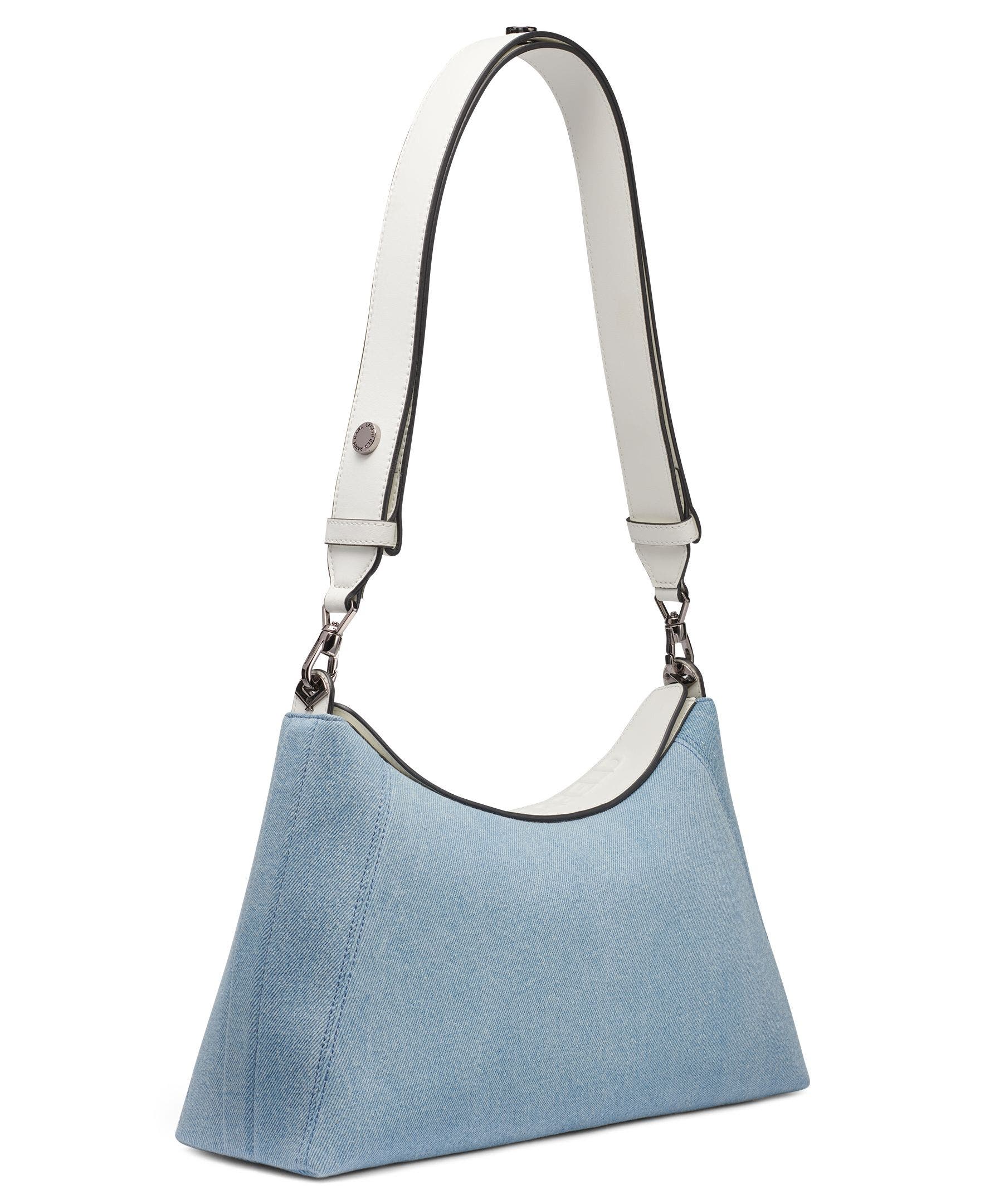 KARL LAGERFELD PARIS Nikole Mini Denim Crossbody, Alternate, color, Light Denim