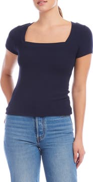 FIFTEEN TWENTY Mindy Square Neck Rib Top